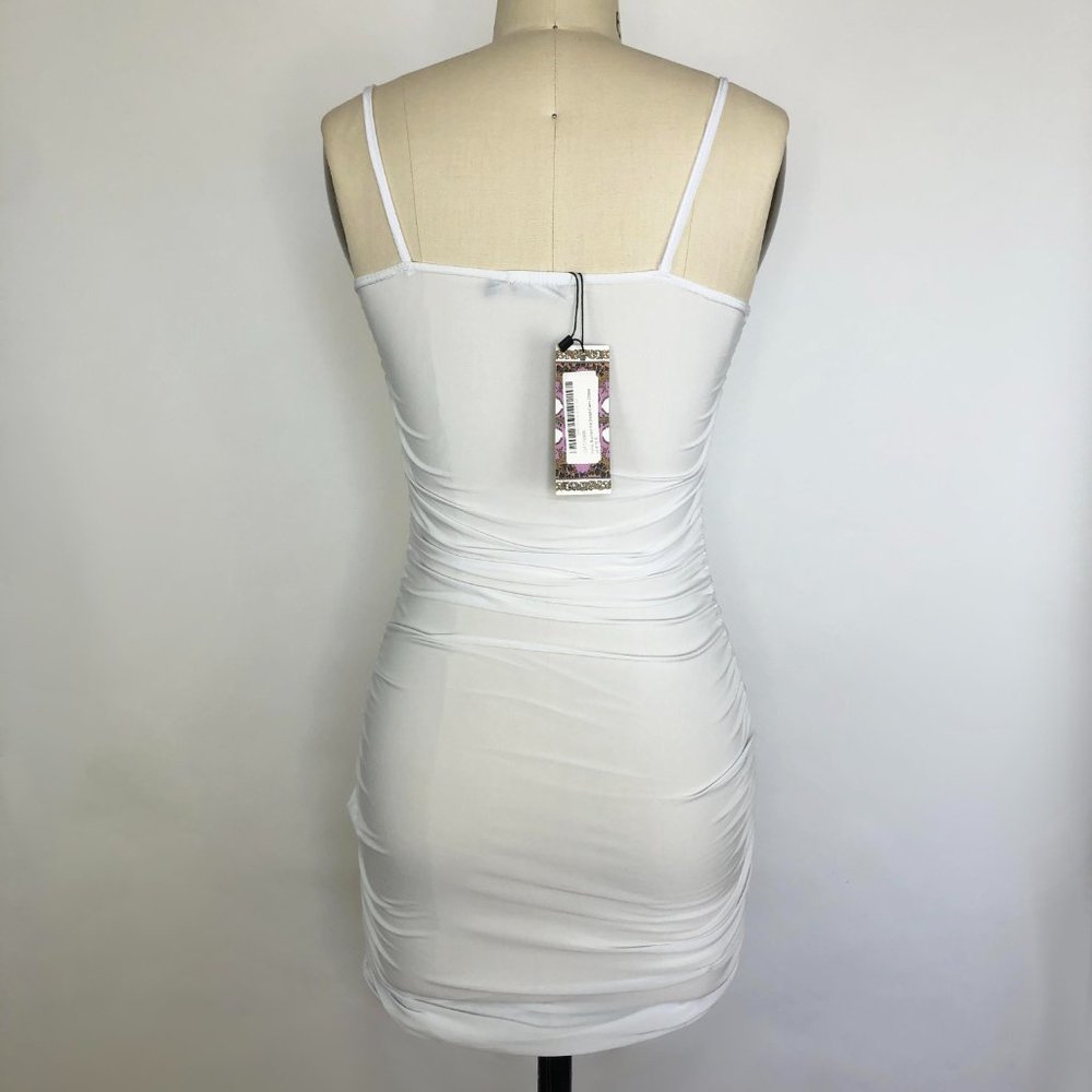 White Rouched Bodycon Dress - Picture 2 of 3
